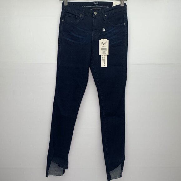 19V69 Skinny Jeans Size 24 Stretch Step Cut Raw Hem Dark Wash Giuliana N… - Picture 1 of 8